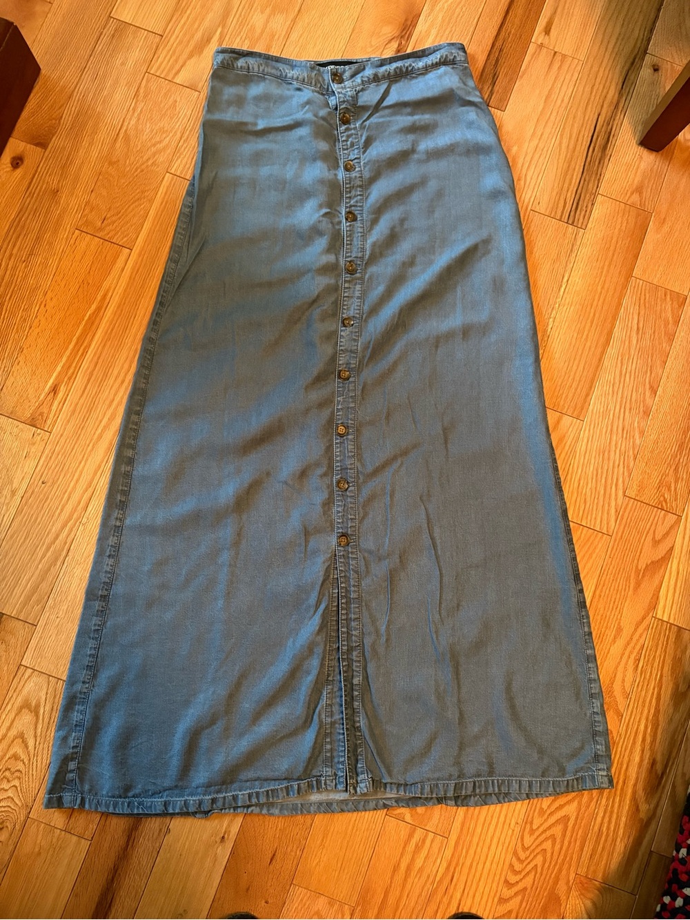 Express Button-Front Maxi Skirt in Light Denim Blue